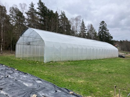 Växthus dubbelplast 10mx30m, stor skjutdörr